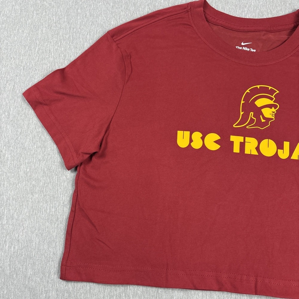 USC Trojans Nike Women's Athletic Dri-FIT Cropped Loose T-Shirt Cardinal - Sz M - Picture 3 of 12